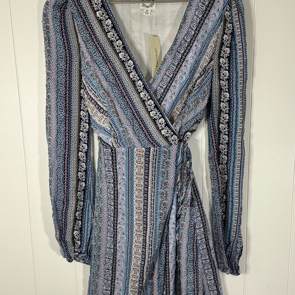 Francesca's Collections Multicolor Long Sleeve Wrap Dress